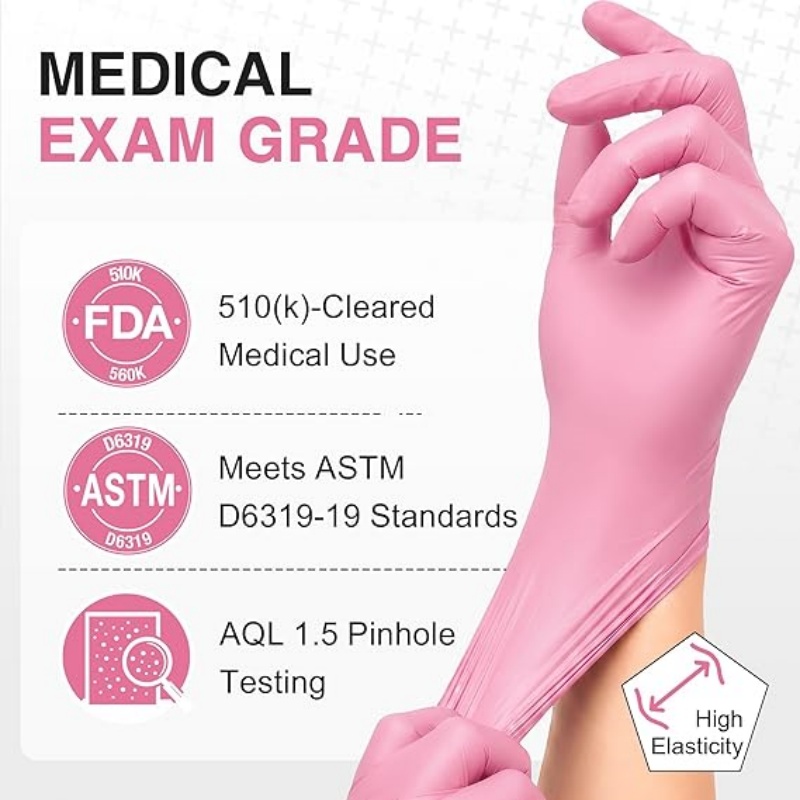 Gants jetables en nitrile rose - Latex Disposable Glove avis et prix